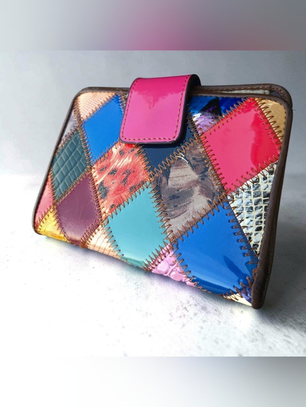 Vintage Temanli / Chaos Style Multi-Color Leather Patchwork Wallet - Boho Y2K